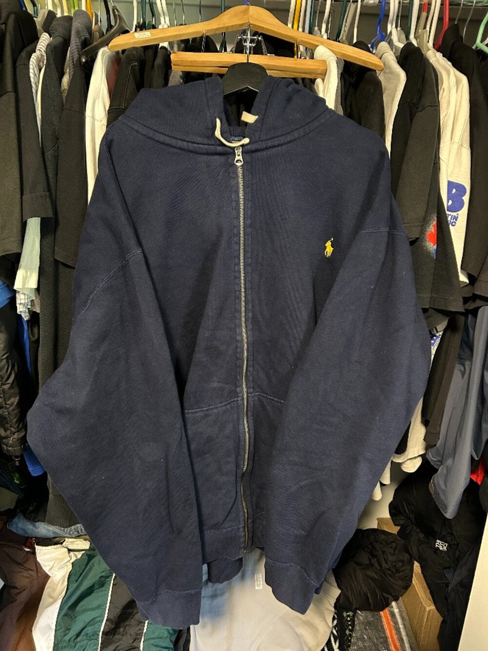 Polo Ralph Lauren Zip-up Navy Blue Vest Lined Hoodie - Size 4XLT